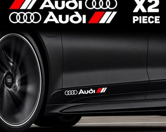 2 adesivos de vinil Audi Racing de 28 cm/11" para saias laterais e capô, com o logotipo da linha S.