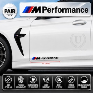 2x Performance Style: 28 cm sticker zijschort en motorkap voor auto's