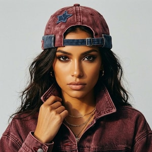 Gorra Docker estilo streetwear Y2K vintage lavada, gorra de béisbol desgastada para mujer, gorra trucker retro marrón, gorra con parche de estrella