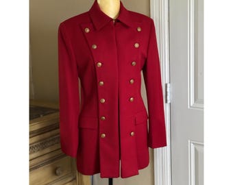 VTG Ralph Lauren Country Red Double Breasted Jacket wool Size S Made In USA