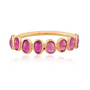 14K Gold Ruby Band Ring, July Birthstone Ring, Gold Ruby Band, Minimalist Stackable Ring, Wedding Ring, Anniversary Gift