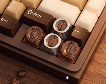 Handmade Coffee Bean Resin Keycap – Gift for Mechanical Keyboard Gamers