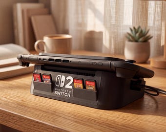 Nintendo Switch 2 Horizontal Stand | Cooling Dock Holder | 4 Game Card Slots | Gamer Gift