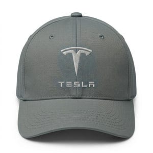 Tesla Silver Embroidered Baseball Cap| Adjustable Streetwear Hat| Sun Protection Cap| Tesla Fan Gift| Unisex Casual Dad Hat