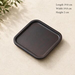 Walnut Square Wooden Serving Tray, Rounded Corner Solid Wood Decor Tray 3 Sizes, Japanese Tea Coffee Storage Plate for Minimalist Home Decor