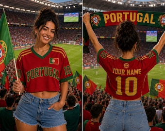 Camiseta corta personalizada de Portugal, camiseta de fútbol de Portugal con nombre y número personalizados, regalo para aficionados al fútbol portugués