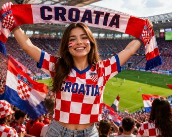 Personalized Croatia Crop Top Jersey, Custom Name Number Croatia Soccer Shirt, Croatian Football Fan Gift for Women