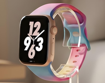 Correa de reloj de silicona con estampado de mármol, correa de goma suave y flexible para Apple Watch.
