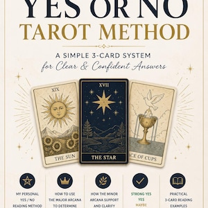 Yes or No Tarot Method | 3-Card Spread Guide (Printable PDF)
