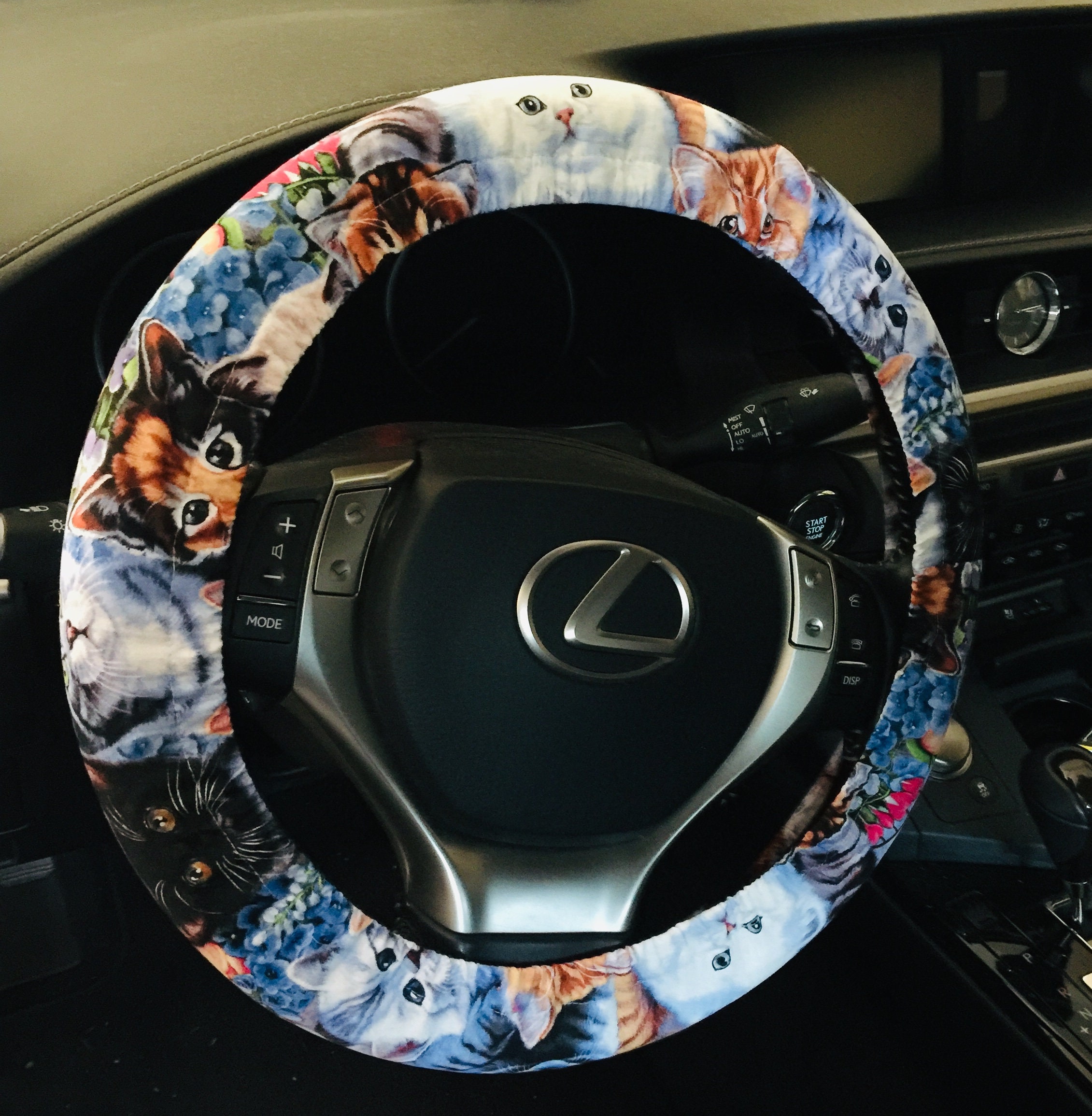 Cat Steering Wheel Cover 100 Cotton With FULL Grip Liner Etsy