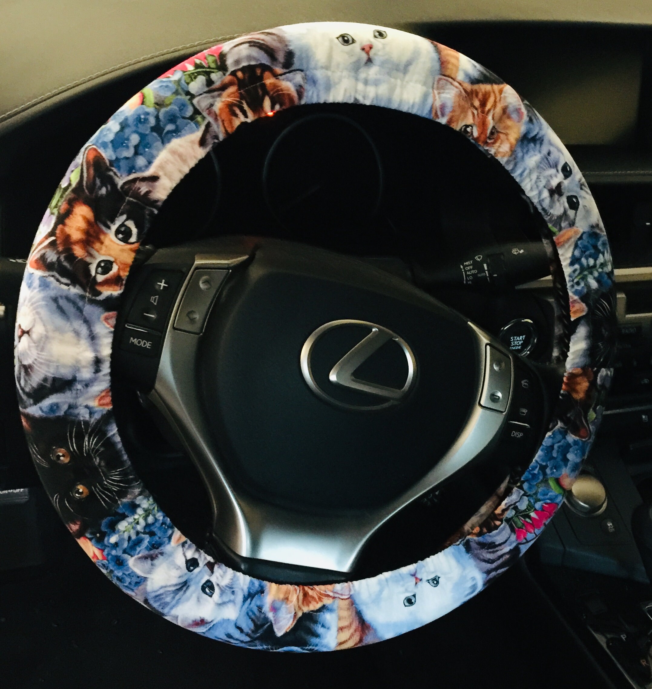 Cat Steering Wheel Cover 100 Cotton With FULL Grip Liner Etsy