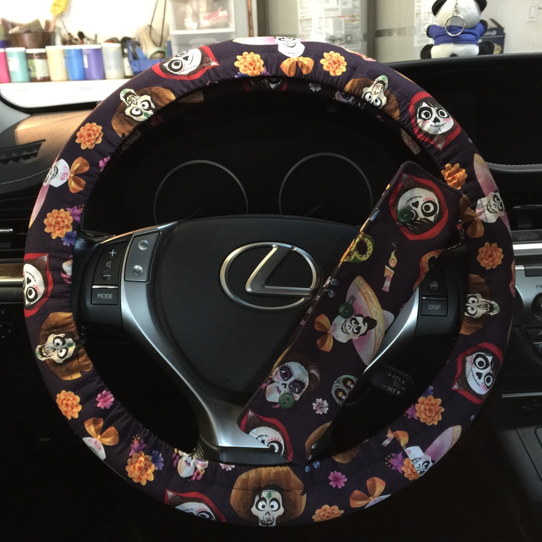 Disney Licensed Cotton Steering Wheel Cover and Seatbelt Cover, With ...