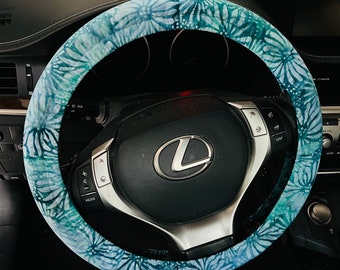 Batik 100% cotton fabric flower steering wheel cover