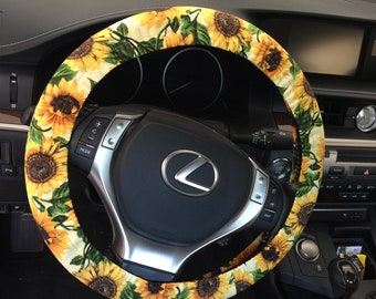 Sunflower Steering wheel cover, 100% cotton with full grip liner