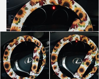 Sunflower Steering wheel cover with seatbelt cover (free keychain)