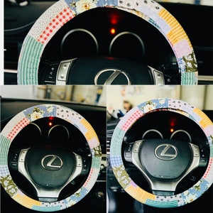 Cotton fabric steering wheel cover with full grip liner