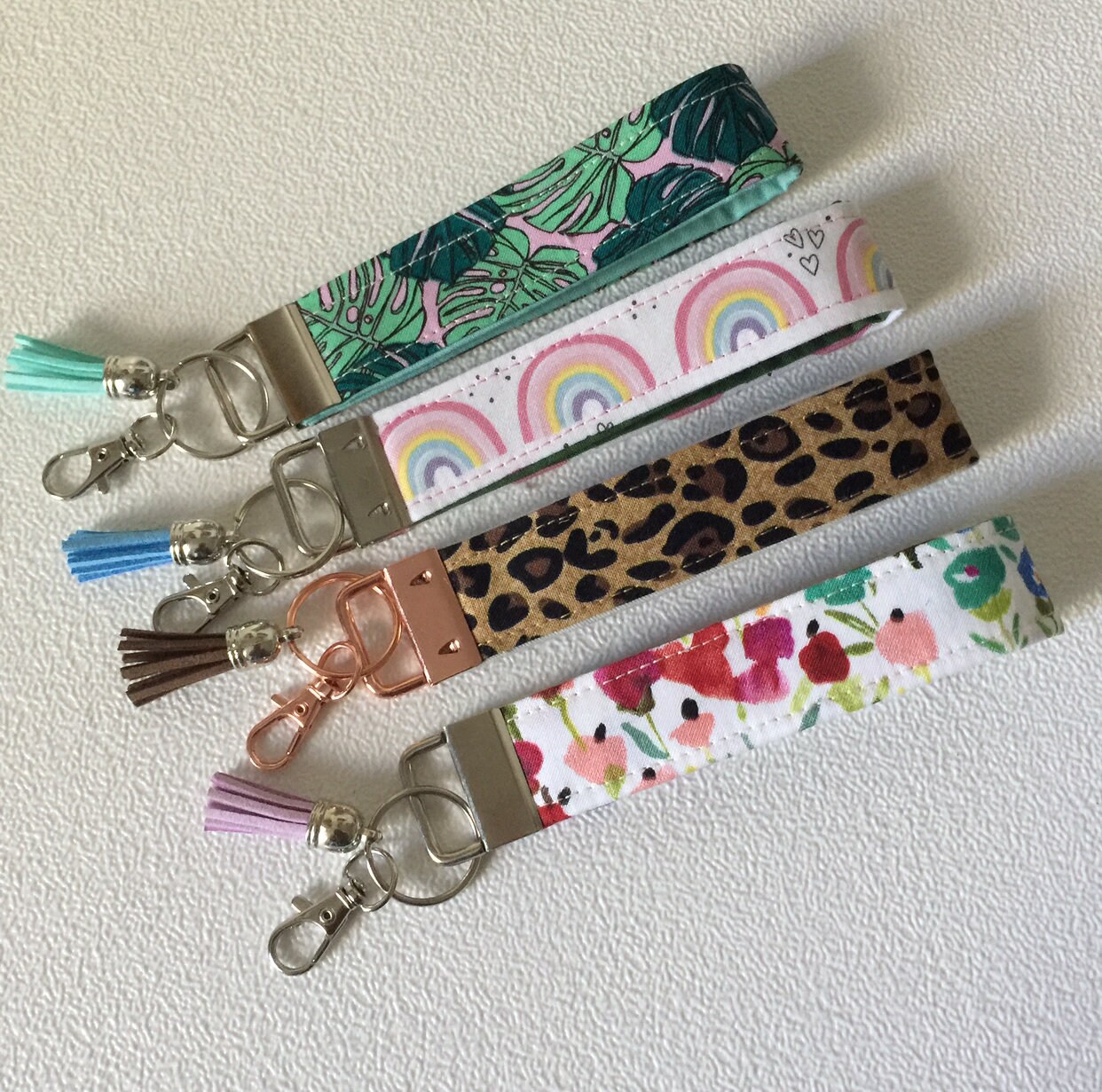 Handmade keychain with 100 Cotton fabric and webbing very Etsy