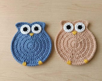 Owl Coaster Crochet Pattern | Beginner Animal Mug Rug (PDF Download)