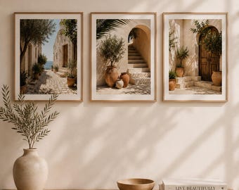 Colección Egea / Conjunto de arte mural para patio mediterráneo – Descarga digital / Arte mural costero neutro /