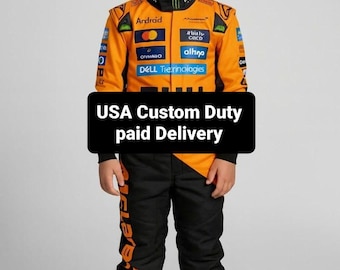 Kids and Adults Racing Suits - F1 Driver- Formula 1 Racers - Matching Gloves, Shirts and Shoes - Birthday Gift - Add your Name, Flag.