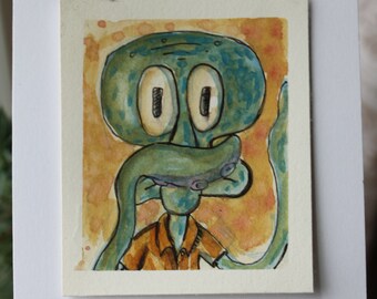 squidwards kitchen original Squidward Art,inside squidward/'s house portrait painting creepy jellyfishing gift inside house