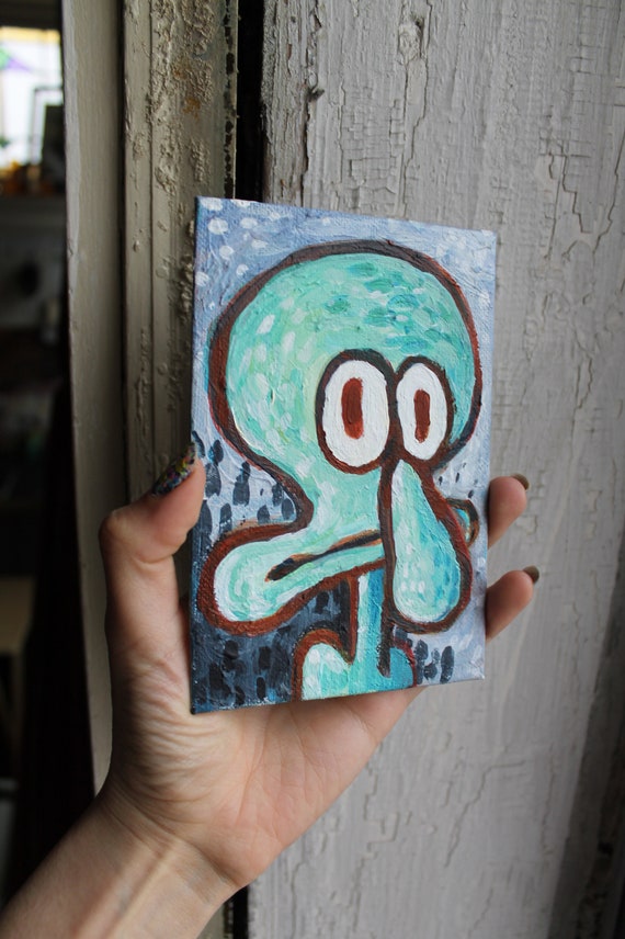 squidwards kitchen original Squidward Art,inside squidward/'s house portrait painting creepy jellyfishing gift inside house
