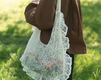 Casual lace everyday shopper bag, lightweight womens tote bag