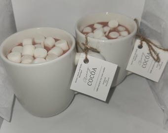 Creamy Cocoa Soy Candle with Wax Marshmallows| Handmade Coffee Mug Candle Mother's Day