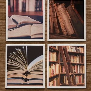 Book Coaster Set: Ceramic Tile Drink Coasters for Book Lovers