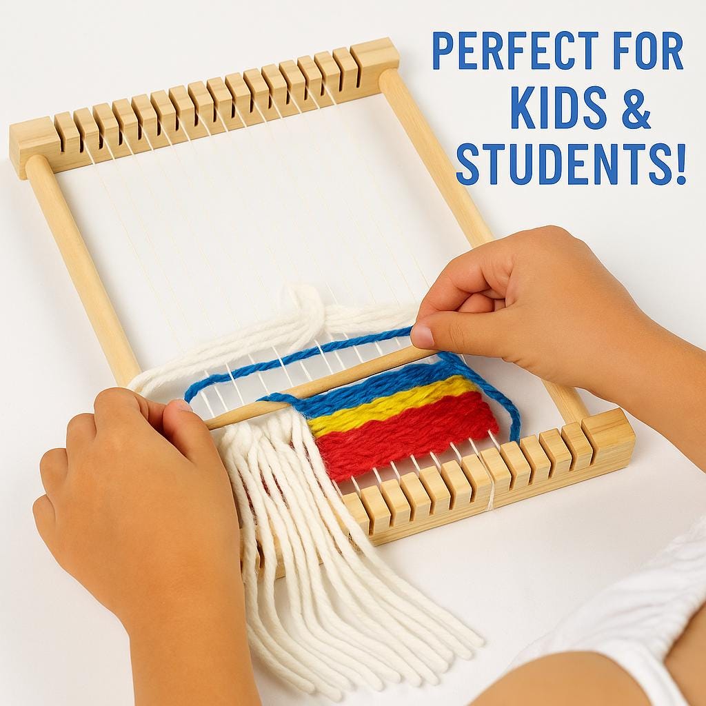 NewZC Webrahmen Set Für Kinder 25x28cm - DIY Weben Mit Wolle Und Zubehör