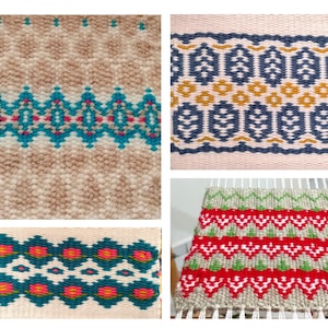 Krokbragd with 3 Heddles on a Rigid Heddle Loom - Plant inspired patterns Vol.3