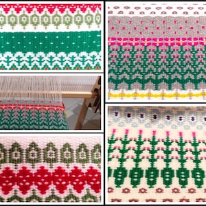 Krokbragd with 3 heddles on a Rigid Heddle Loom - 12  Flowers and Plants patterns
