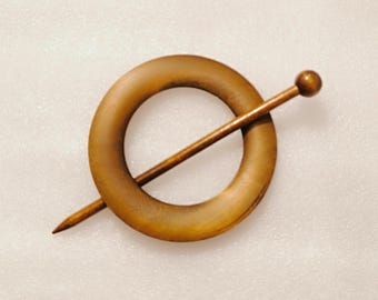 Handmade shawl Pin-Round -Wooden Brooch Pin scarf Pin-women gift brooch