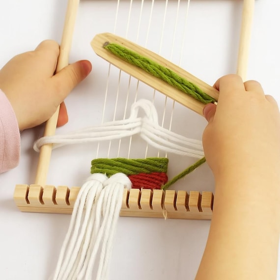 Jinfanshurich Telaio In Legno Per Tessitura Bambini 4-8 Anni – Set 12 Gomitoli Lana E Accessori, Scuola E Fai-da-te