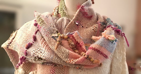 Handwoven Scarf- Shawl /wrap -saori Style,mothers Day Gift 