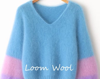 PDF Strickanleitung – Mohair-Pullover mit V-Ausschnitt | Oversize tröja | Für Anfänger bis Mittelstufe