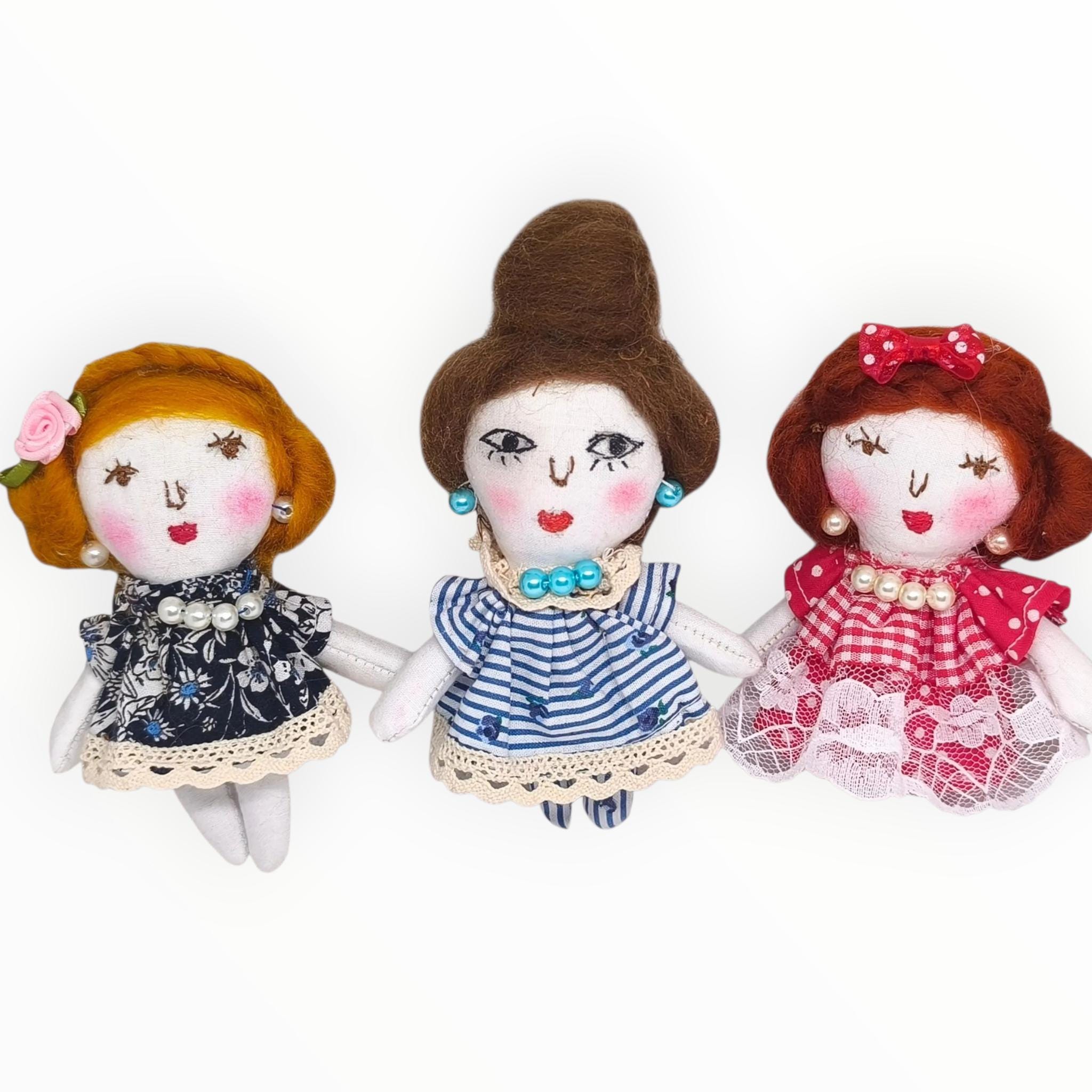 Handmade Fabric Doll Brooch: Boho Clothing Pin - Etsy 日本