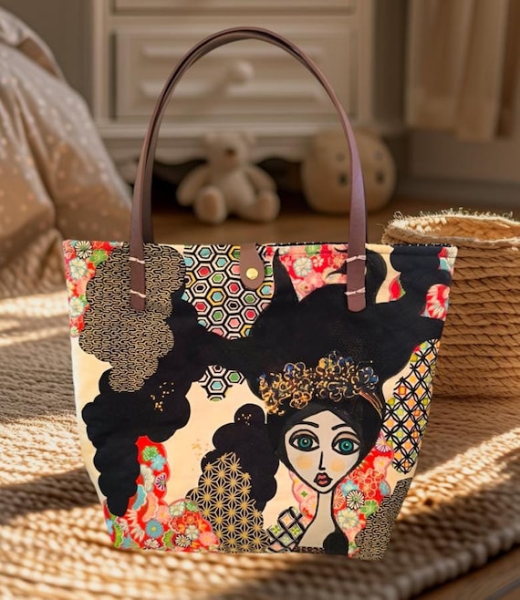 Large Handmade Tote purse Bag large Fabric Bag shoulder Bag everyday Handbag Womens Handbag Etsy