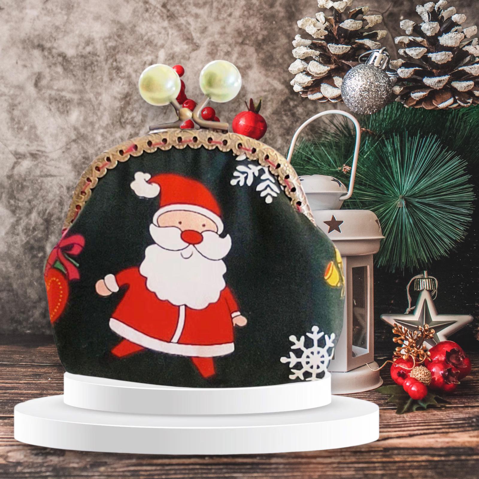 クリスマスサンタコインケース - 手作りホリデーギフト - クリスマスキスロック ホリデープリント ブロンズフレーム