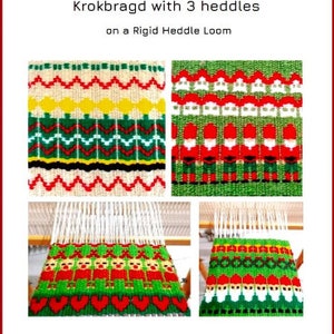 Krokbragd with 3 Heddles on a Rigid Heddle Loom -26  Christmas Patterns