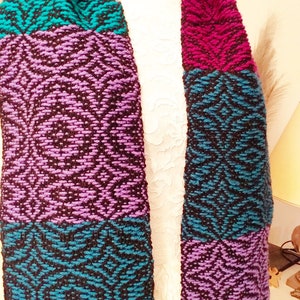 Colourful scarf pattern - Overshot with 3 heddles on a rigid heddle loom