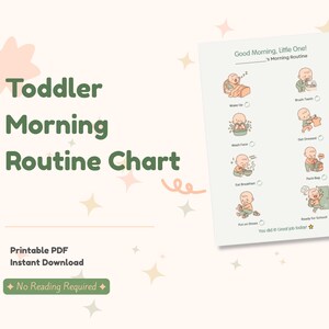 Toddler Morning Routine Chart | Visual Schedule, No Reading Required (Instant Download)