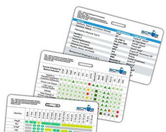 Vaccine Schedule 3 Pack Horizontal Set, Badge buddy, Pediatric, Peds Badge Card, RN Notes, Nursing Notes, Cheat Sheets, Nurse Cards