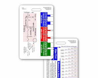 Ekg Ruler Badge Pocket Card Vertical for Nurse Paramedic EMT for ID Badge Clip Strap or Reel Ecg