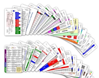 Comprehensive Vertical Badge Card Set - 30 Cards - for ID Badge Clip Strap Reel Reference Cheat Sheet Pocket Guide Paramedic EMT RN Nurse