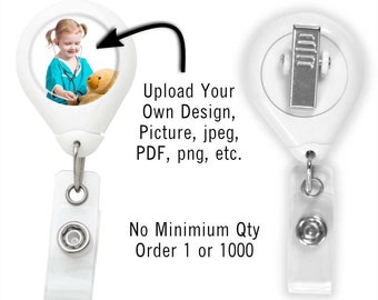 Customized Badge Reel with Swivel Clip - Single Item or Bulk Qty