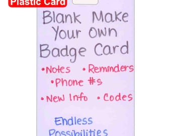 Blank Plastic Make Your Own Badge Card Vertical for Nurse Paramedic EMT for ID Badge Clip Strap or Reel