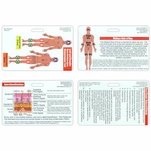 Mini Burn Horizontal Badge Card Set - 4 Cards - for ID Badge Clip Strap Reel Reference Cheat Sheet Pocket Guide