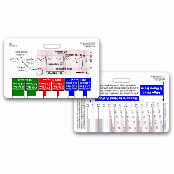 Ekg Ruler Badge Pocket Card Horizontal for Nurse Paramedic EMT for ID Badge  Clip Strap or Reel Ecg