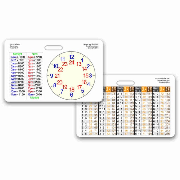 Height and Time Badge Pocket Card Horizontal for Nurse Paramedic EMT for ID Badge Clip Strap or Reel